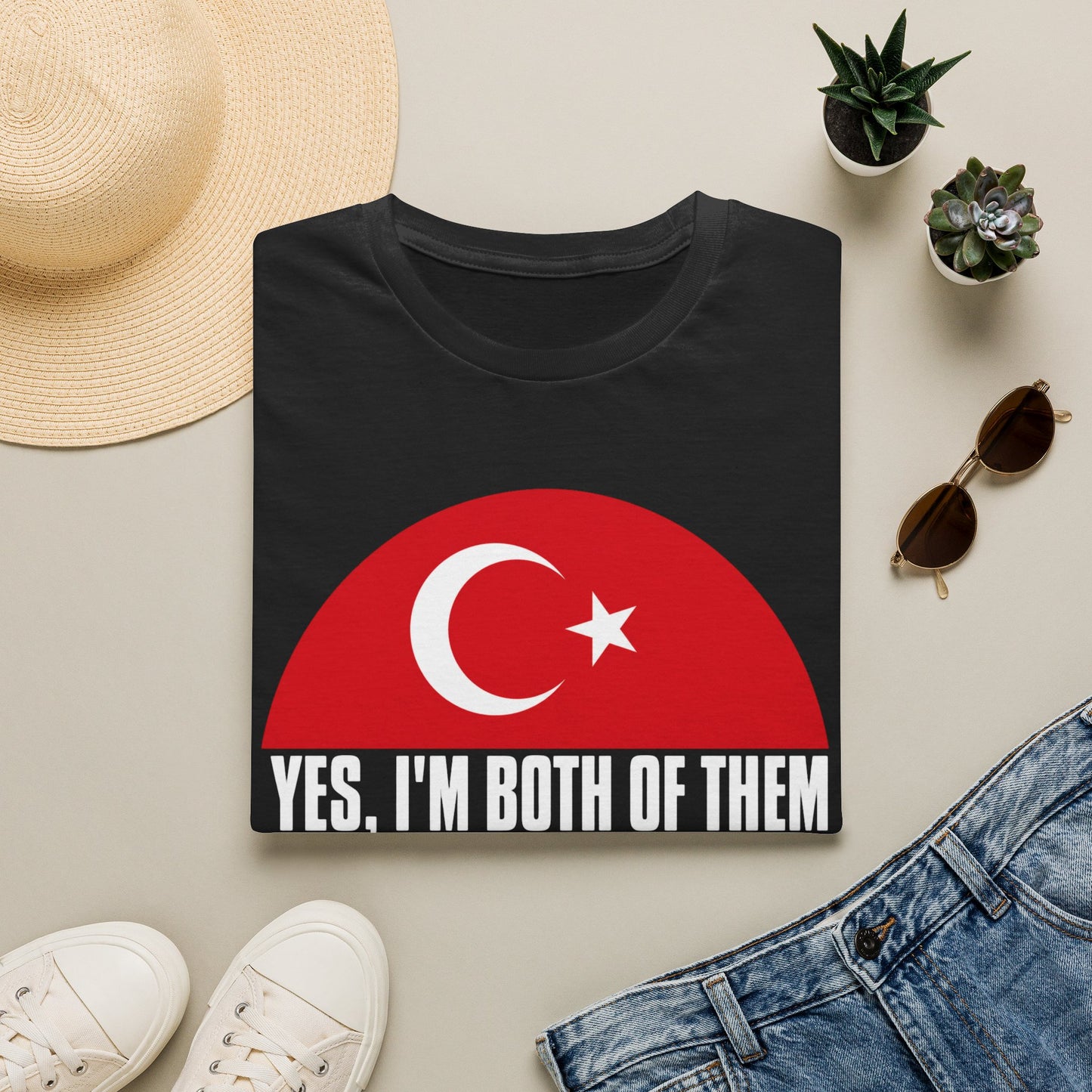 T-Shirt - "Yes, I'm Both of Them" Turkish & Korean Flag Heritage Tee