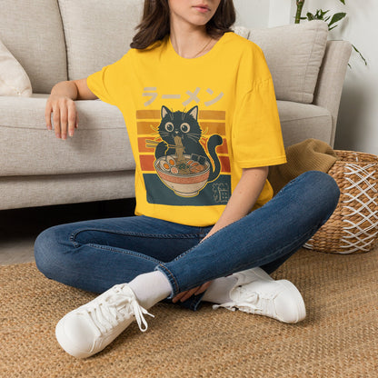 Ramen Cat T‑Shirt — Cute Japanese Neko Eating Ramen Graphic Tee
