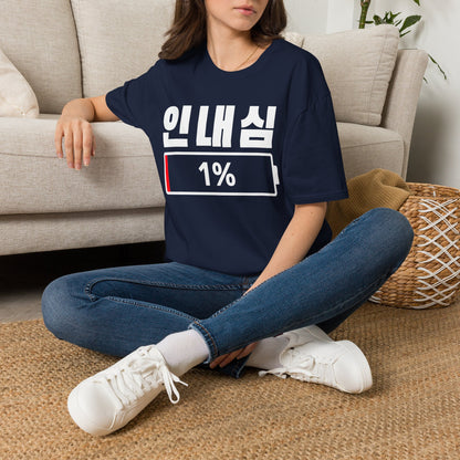 Korean 'Patience 1%' T-Shirt — Low Patience Battery Graphic Tee