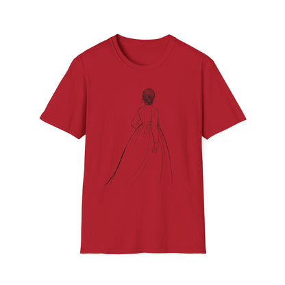 Sketch Back View Woman Tee — Minimalist Line Art T-Shirt