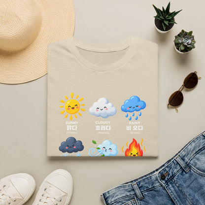 Weather Emoji Chart T-Shirt — Sunny Cloudy Rainy Korean Weather Icons