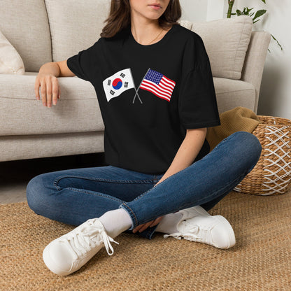 Korea USA Crossed Flags T-Shirt — Korean & American Friendship Tee