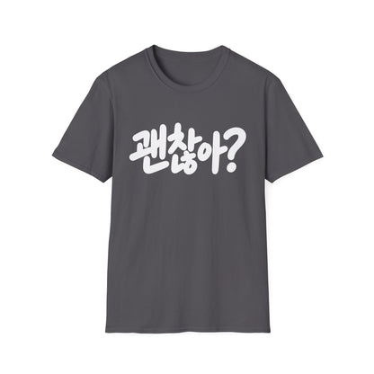 Korean '괜찮아?' Graphic T-Shirt — Casual Comfort Tee with 'Are You Okay?' Phrase