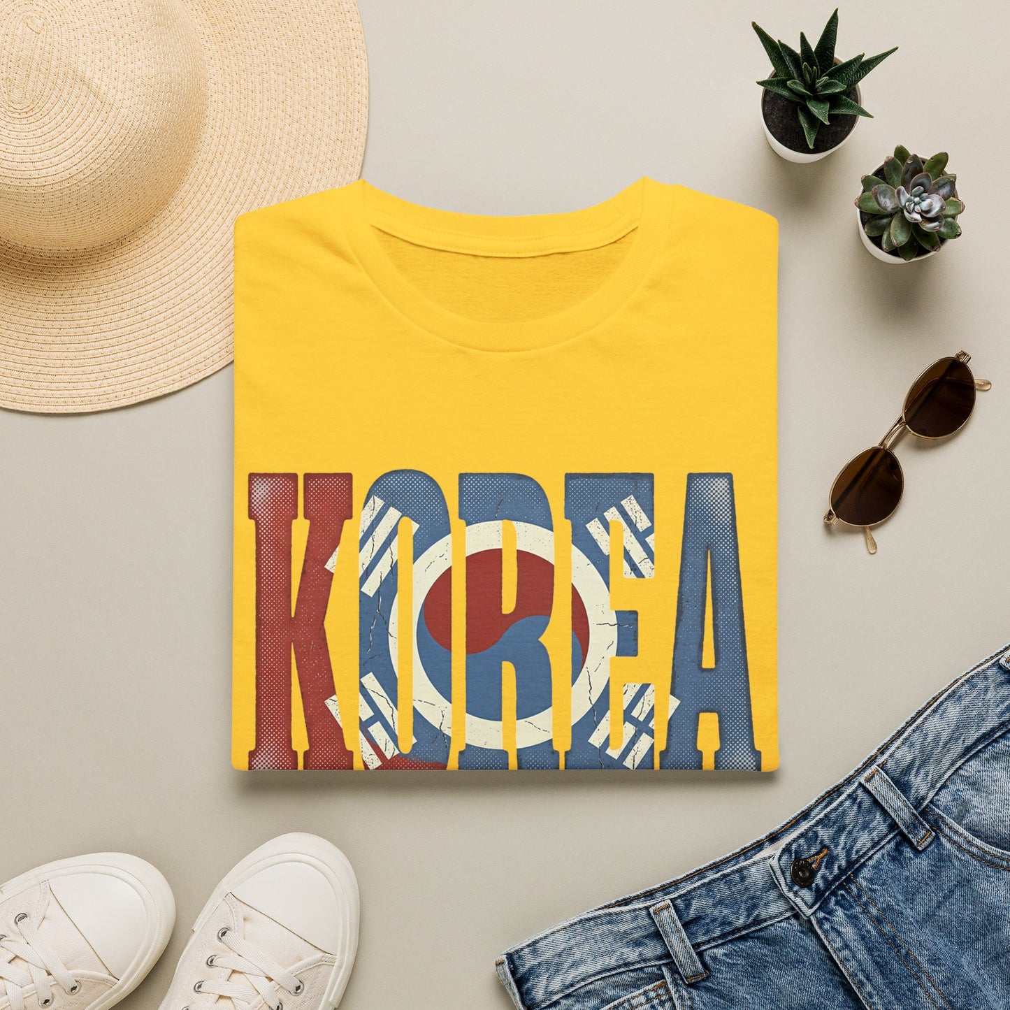 KOREA Flag Graphic T-Shirt — Retro Korean Flag Travel Tee