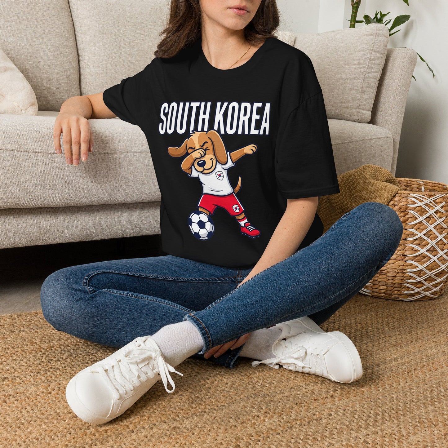 South Korea Dabbing Dog T-Shirt — Cute Soccer Fan Tee