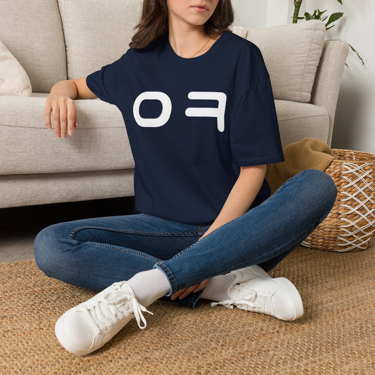 OF Minimalist Graphic T‑Shirt — Bold White Logo Tee