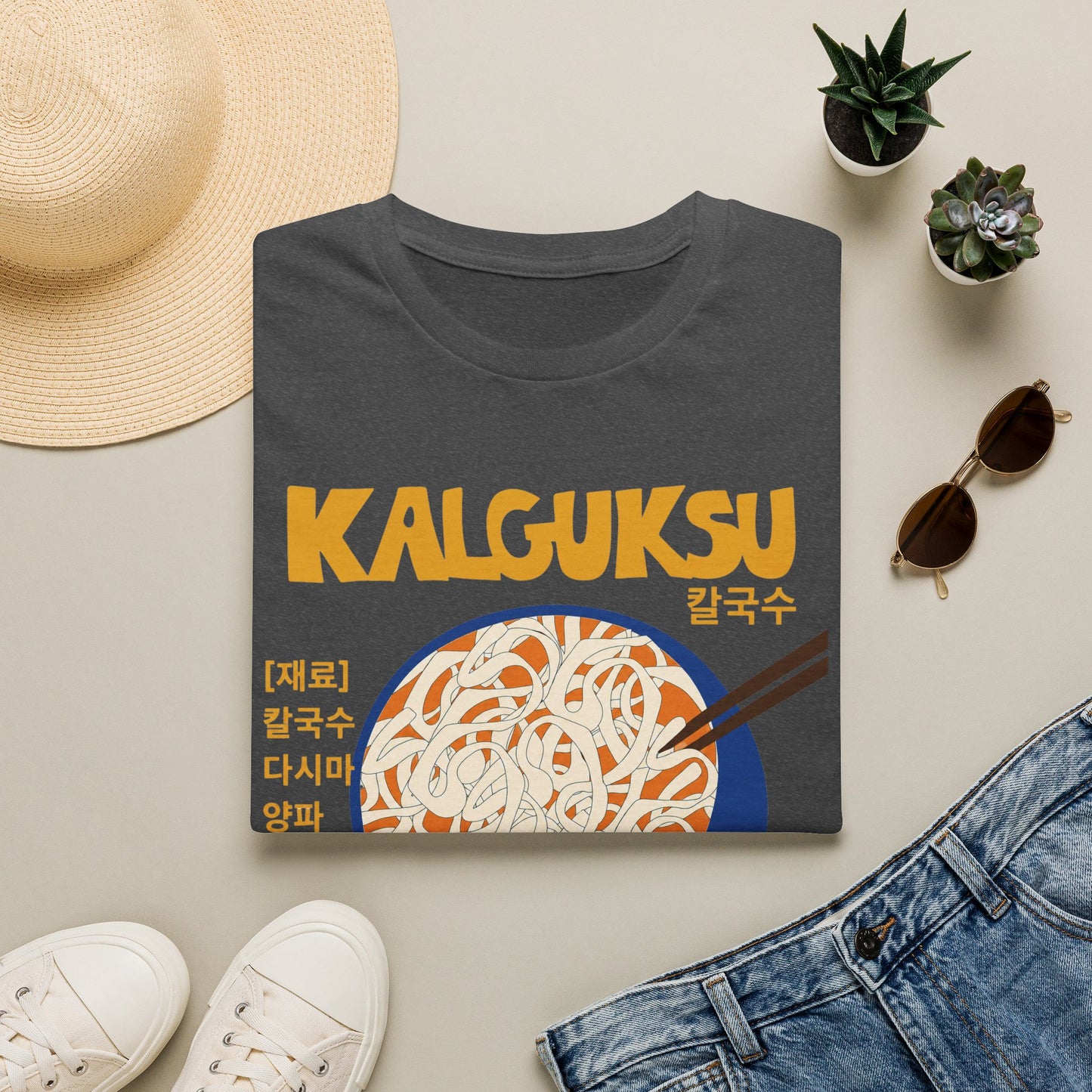 Kalguksu Noodle T-Shirt — 'Knife Cut Noodles' Retro Korean Food Tee