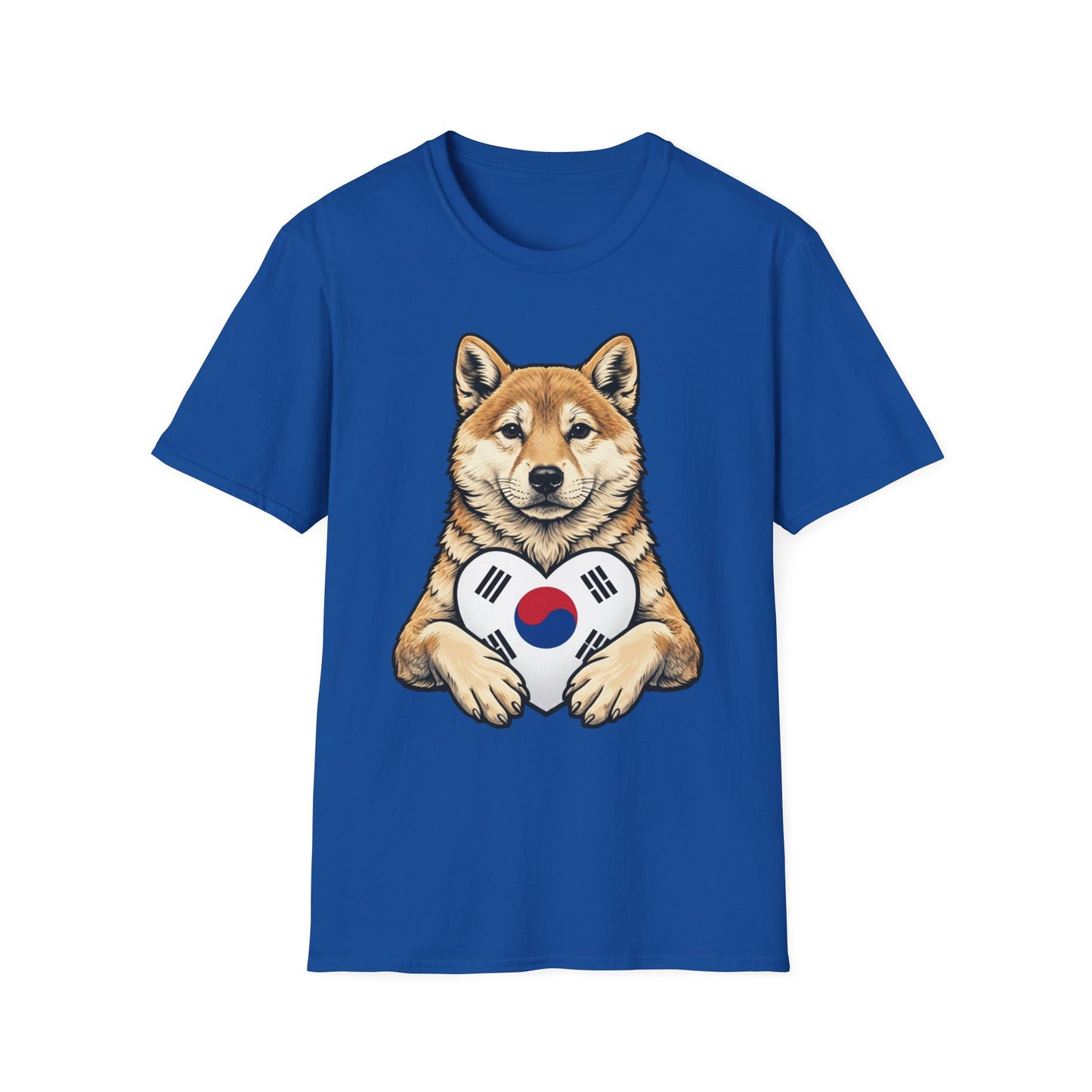 Shiba Inu Heart Tee — Cute Dog Holding South Korean Flag Graphic T-Shirt
