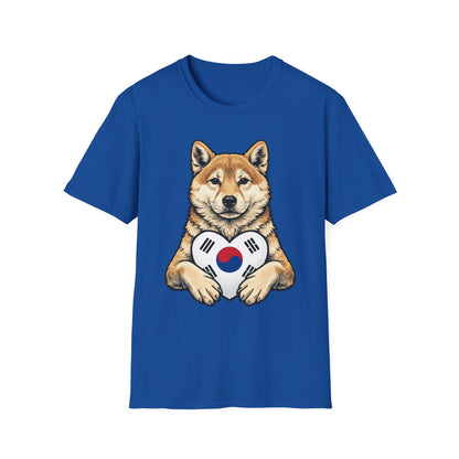 Shiba Inu Heart Tee — Cute Dog Holding South Korean Flag Graphic T-Shirt