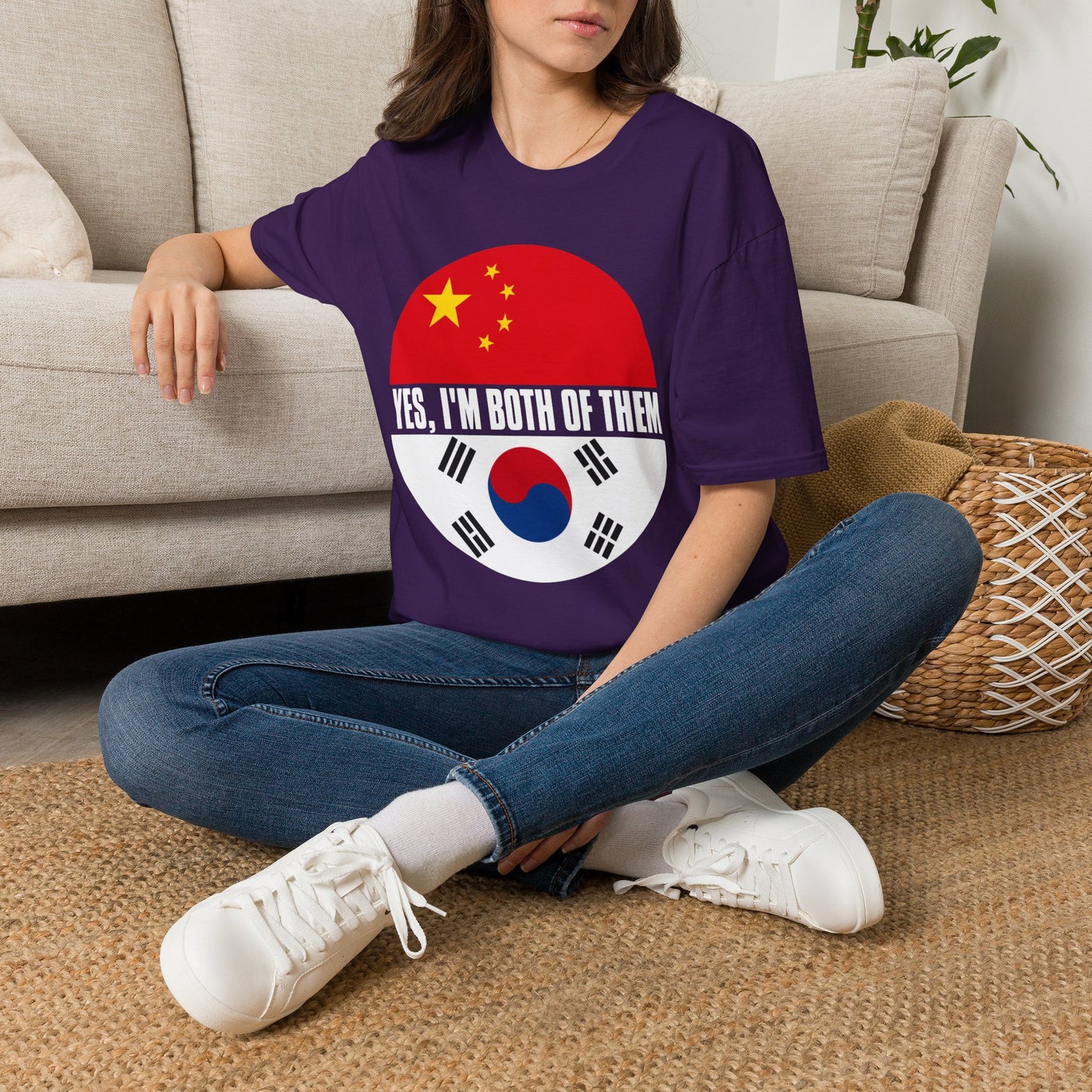 Flag Heritage T-Shirt — “Yes, I’m Both of Them” China & South Korea Pride Tee