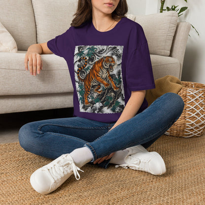 Tiger Tattoo Graphic T‑Shirt — Roaring Tiger Illustration Tee