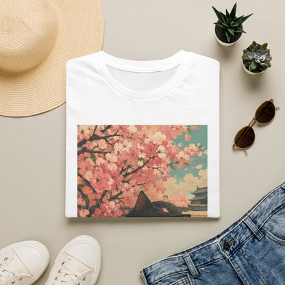 Cherry Blossom Cat T-Shirt — Cute Black Cat Under Sakura Scene