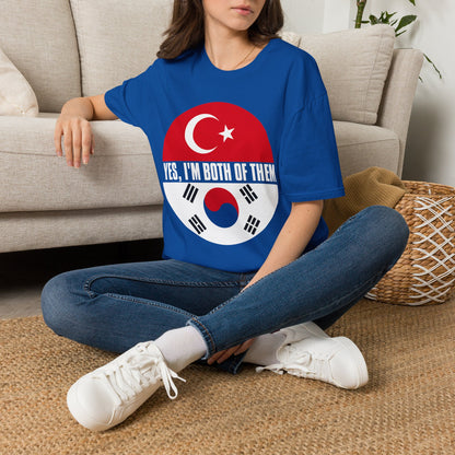 T-Shirt - "Yes, I'm Both of Them" Turkish & Korean Flag Heritage Tee