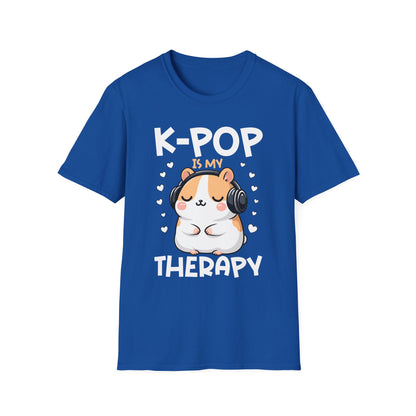 K-Pop Is My Therapy T-Shirt — Cute Hamster Headphones Tee for K-Pop Fans