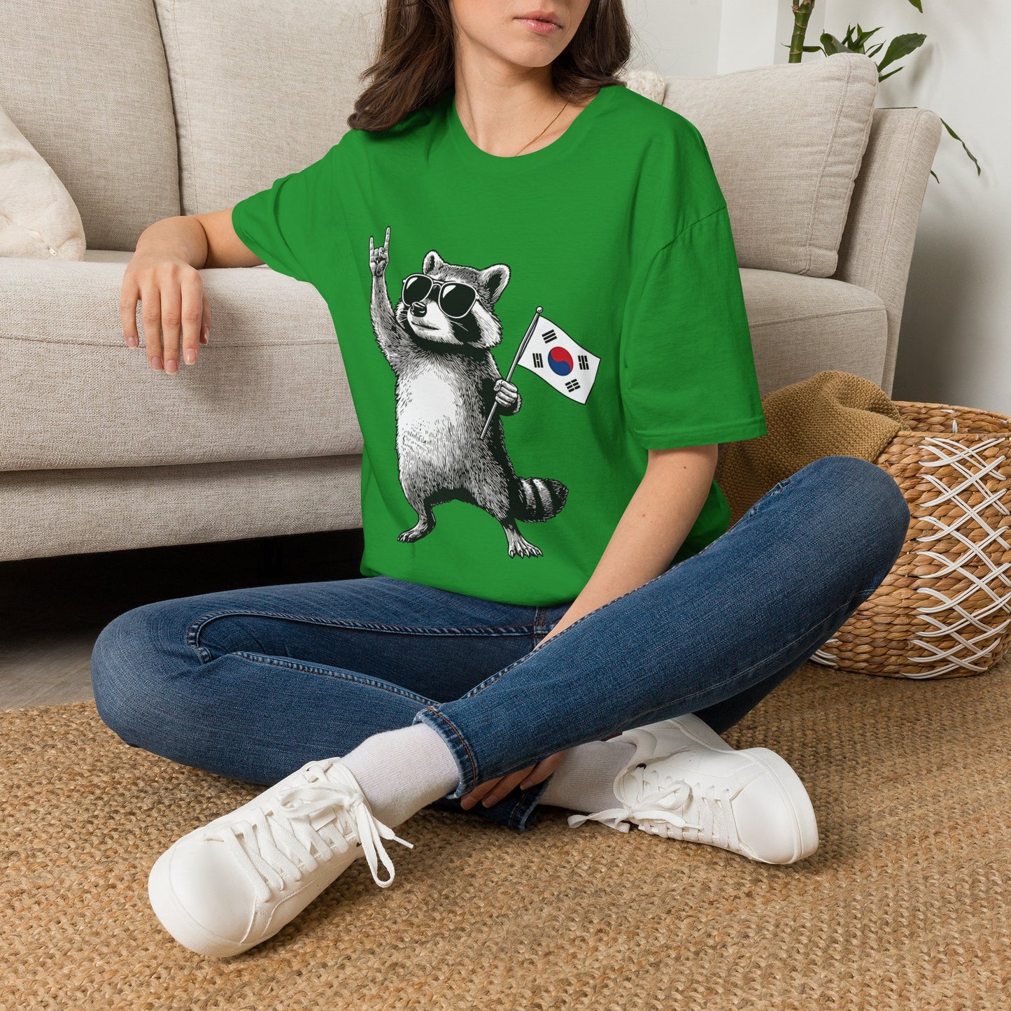 Korean Flag Raccoon T-Shirt — Cool Raccoon with South Korea Flag