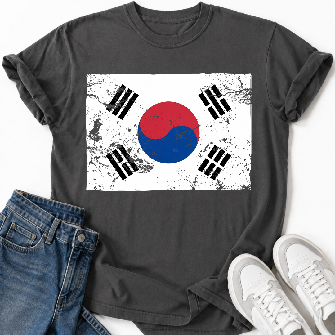 KOREA FLAG GRUNGE T-SHIRT