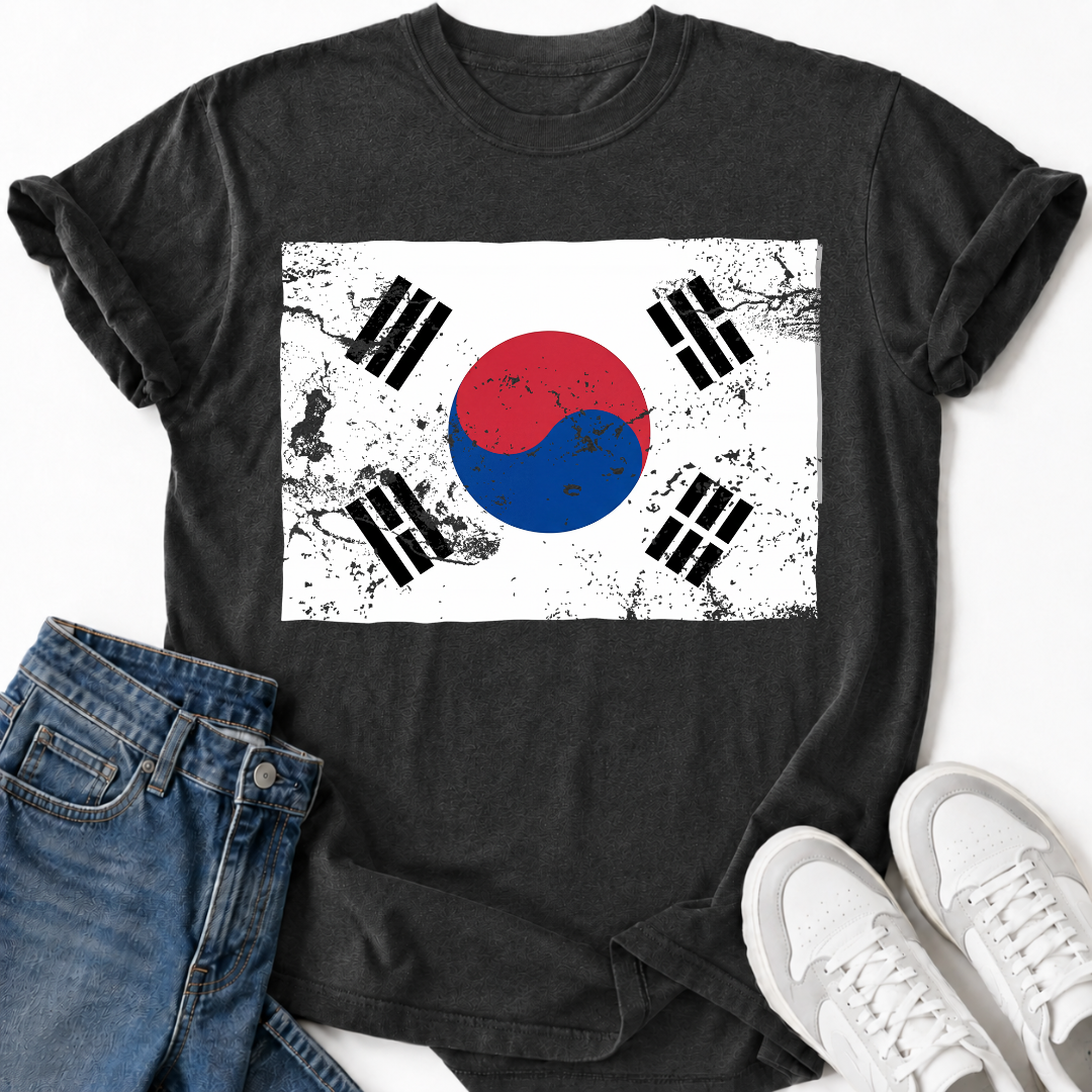 KOREA FLAG GRUNGE T-SHIRT