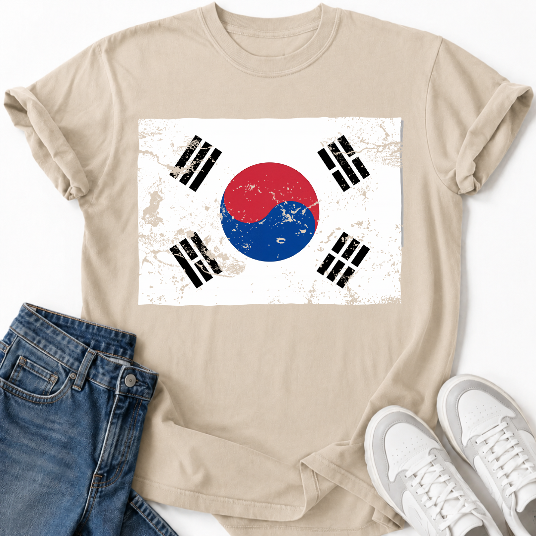 KOREA FLAG GRUNGE T-SHIRT