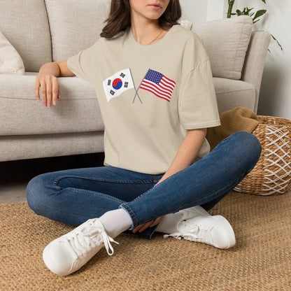 Korea USA Crossed Flags T-Shirt — Korean & American Friendship Tee
