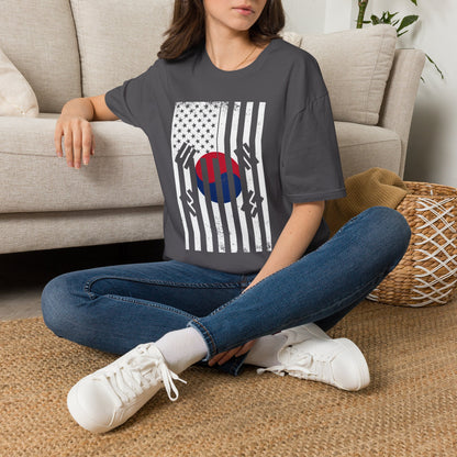 Korean Flag USA Mashup T-Shirt — Taegeuk Stripes Graphic Tee