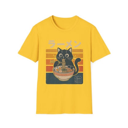Ramen Cat T‑Shirt — Cute Japanese Neko Eating Ramen Graphic Tee