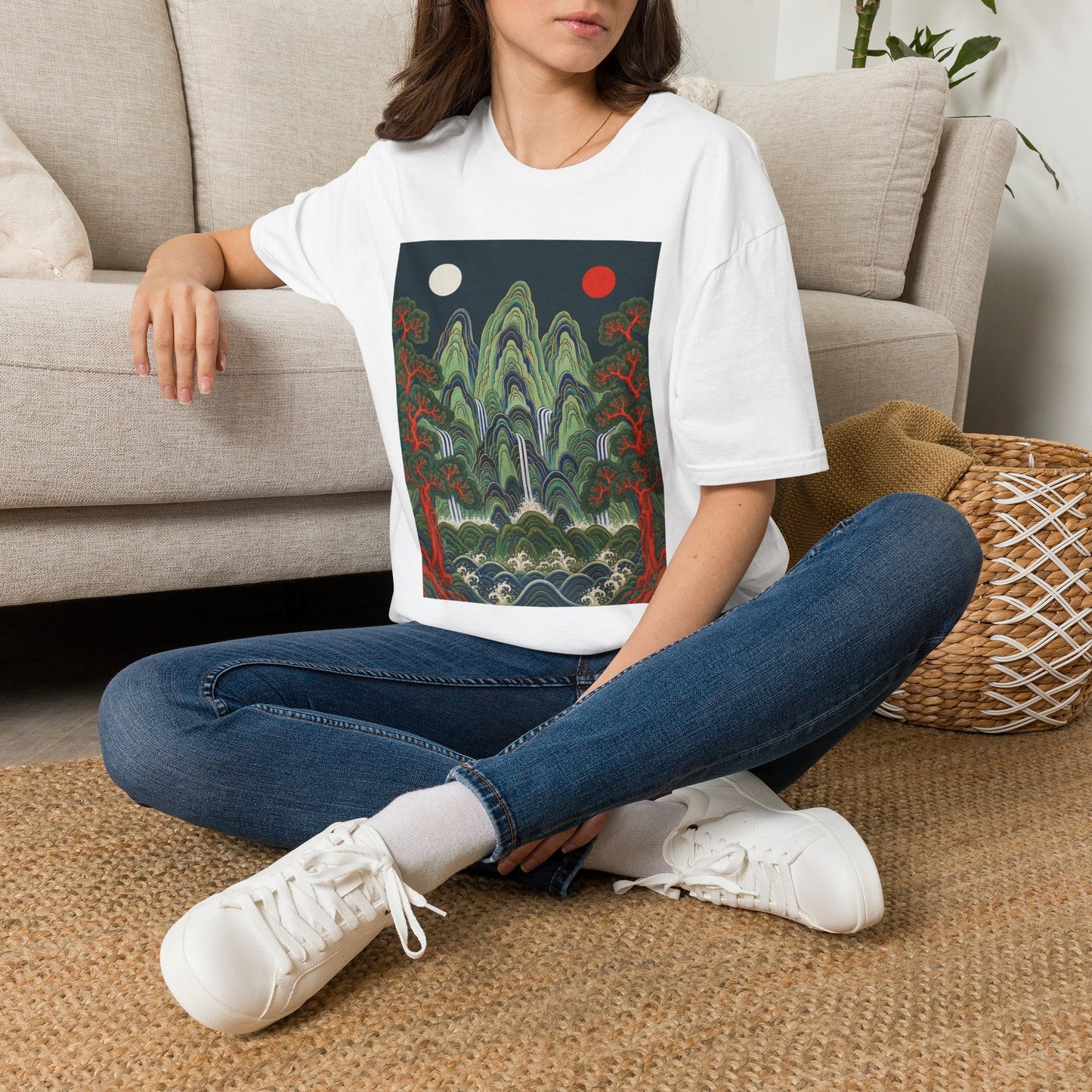 Asian Landscape Tee — Double Sun Mountain Art T-Shirt