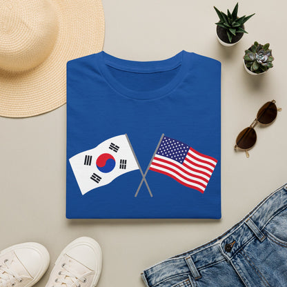 Korea USA Crossed Flags T-Shirt — Korean & American Friendship Tee