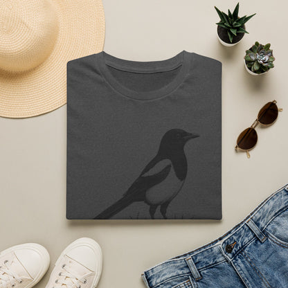 Magpie Illustration T‑Shirt — 까치 (Kkachi) Korean Bird Graphic Tee