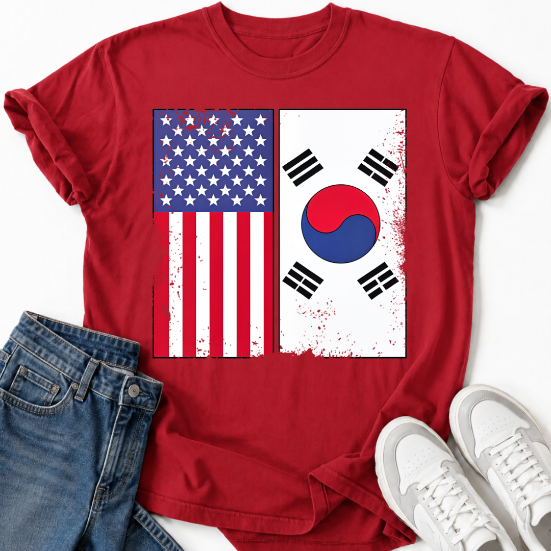 USA KOREA FLAGS T-SHIRT