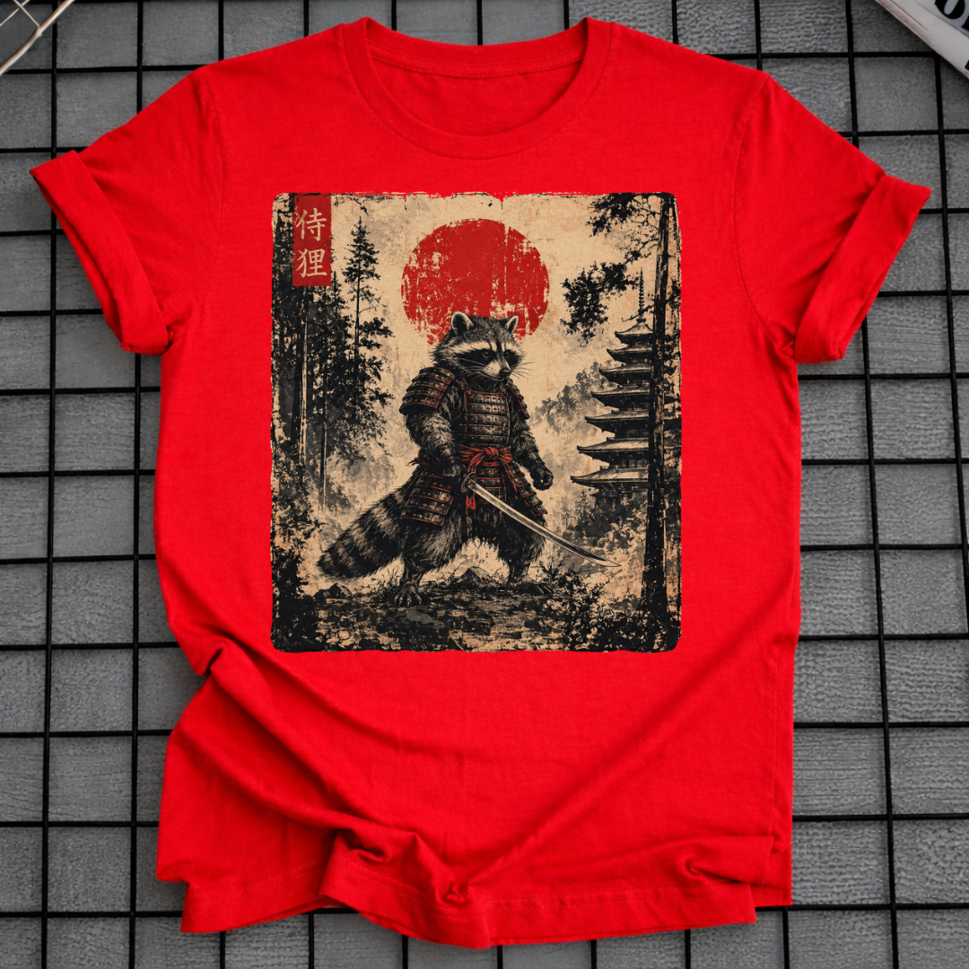 JAPANISCHES SAMURAI WASCHBÄR T-SHIRT