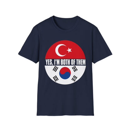T-Shirt - "Yes, I'm Both of Them" Turkish & Korean Flag Heritage Tee