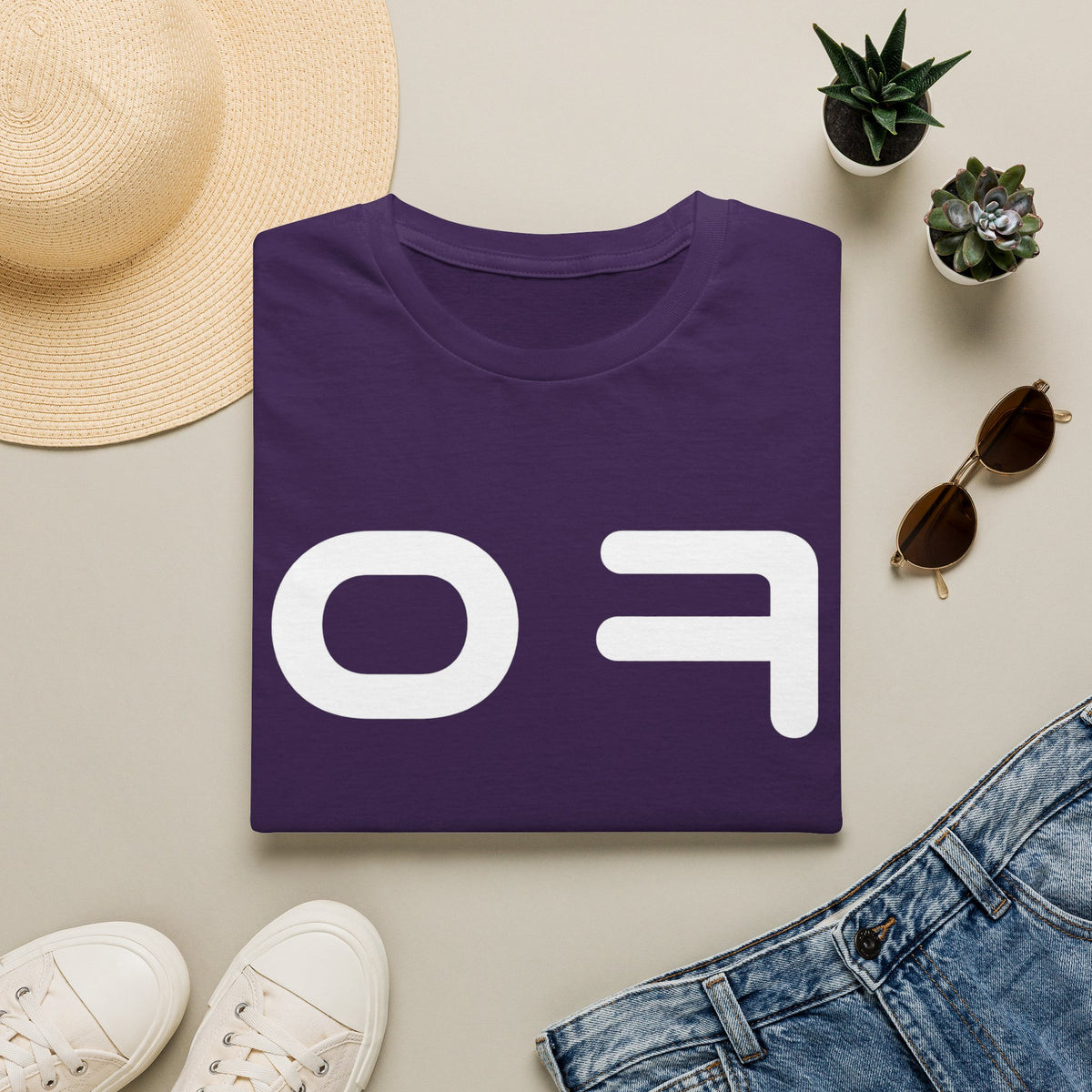 OF Minimalist Graphic T‑Shirt — Bold White Logo Tee