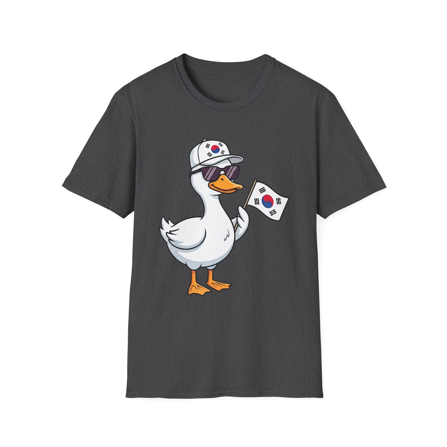 Korean Flag Duck T-Shirt — Cute Sunglasses Duck Holding South Korea Flag