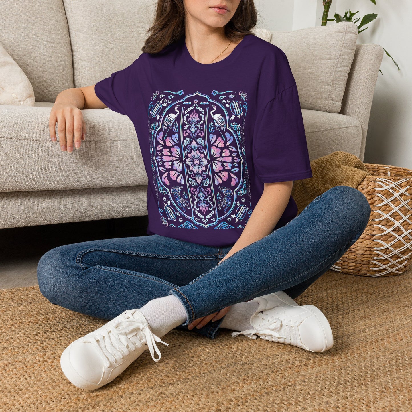 Stained Glass Floral Tee — Pastel Mandala Window Graphic T-Shirt