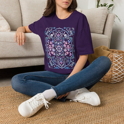 Stained Glass Floral Tee — Pastel Mandala Window Graphic T-Shirt