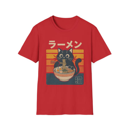 Ramen Cat T‑Shirt — Cute Japanese Neko Eating Ramen Graphic Tee