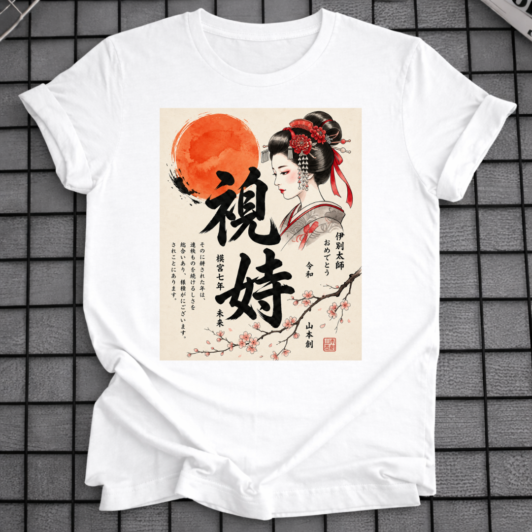 GEISHA SUN UKIYO-E ART T-SHIRT