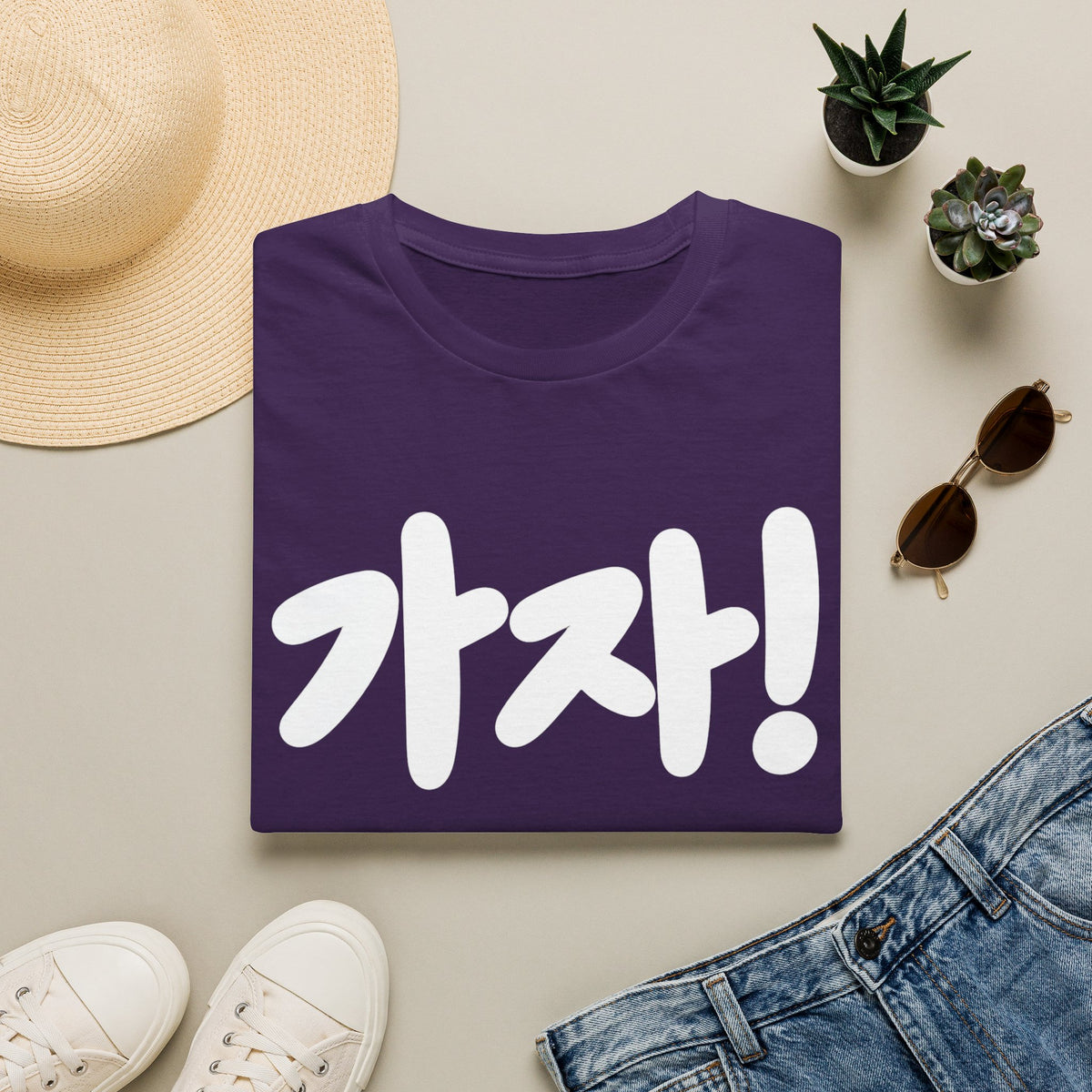 Kaja! Korean Script Graphic Tee — Bold Hangul Statement T-Shirt