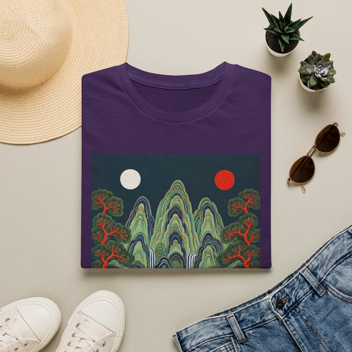 Asian Landscape Tee — Double Sun Mountain Art T-Shirt