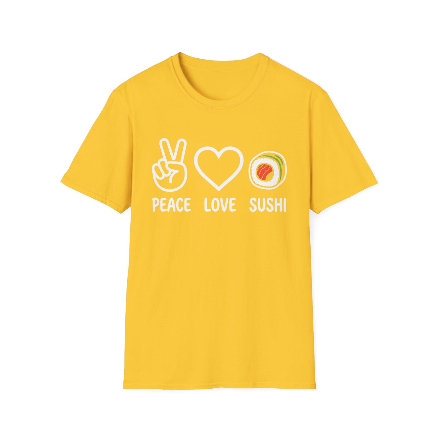 Peace Love Sushi T-Shirt — Cute Sushi Graphic Tee for Foodies