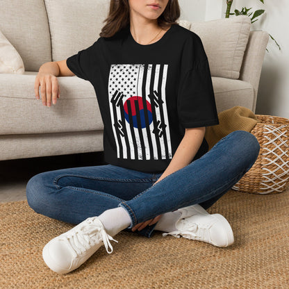 Korean Flag USA Mashup T-Shirt — Taegeuk Stripes Graphic Tee