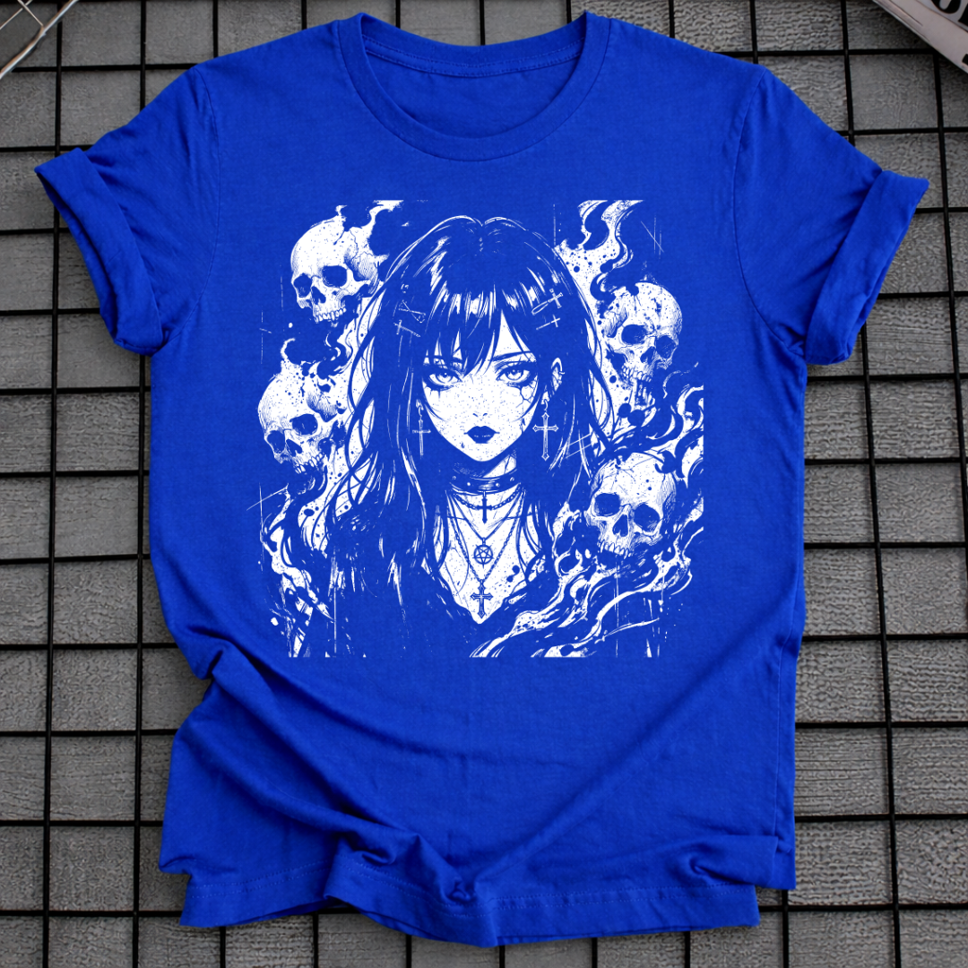 GOTHIC ANIME SCHÄDELMÄDCHEN T-SHIRT