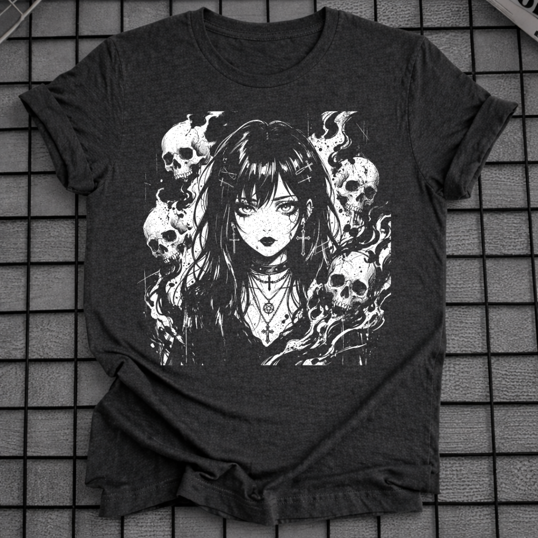 GOTHIC ANIME SCHÄDELMÄDCHEN T-SHIRT
