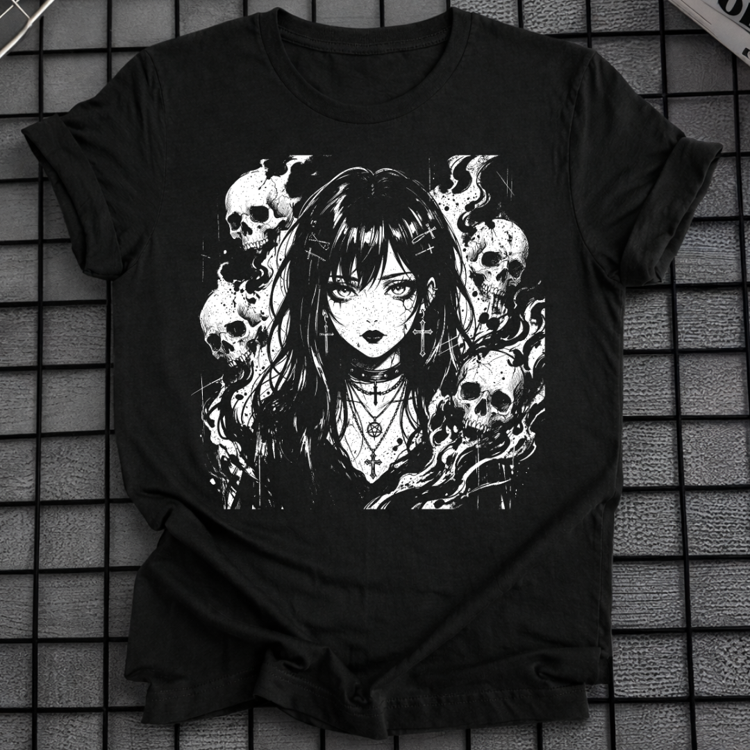 GOTHIC ANIME SCHÄDELMÄDCHEN T-SHIRT