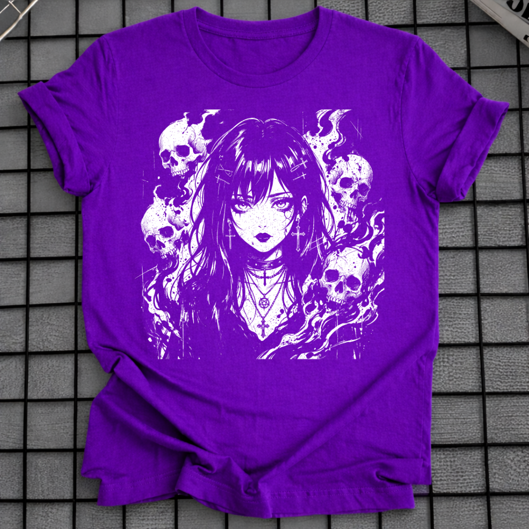 GOTHIC ANIME SCHÄDELMÄDCHEN T-SHIRT