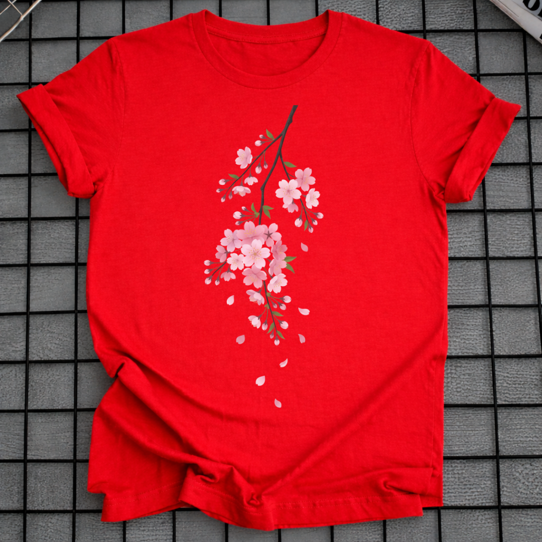 BLUMEN T-SHIRT MIT KIRSCHBLÜTENMUSTER