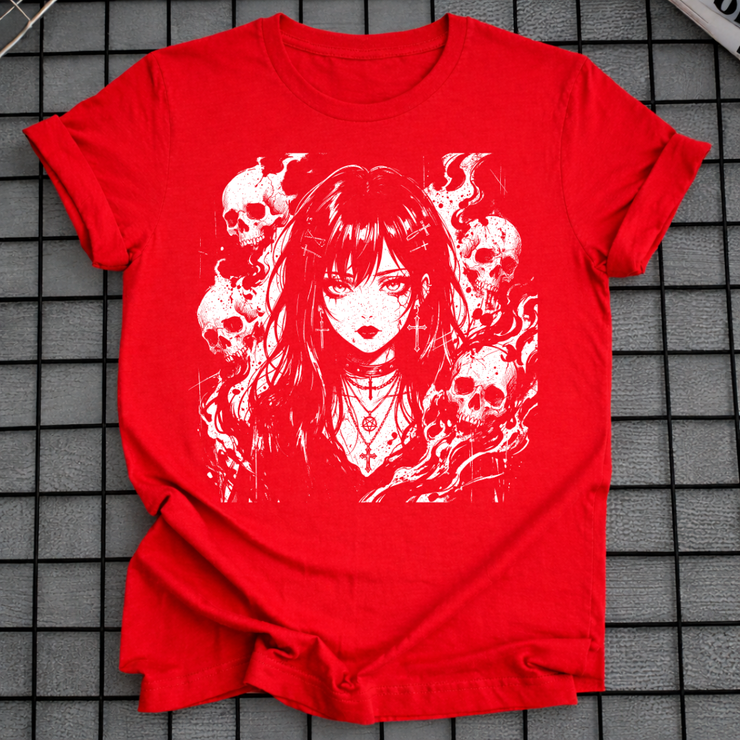 GOTHIC ANIME SCHÄDELMÄDCHEN T-SHIRT