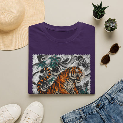 Tiger Tattoo Graphic T‑Shirt — Roaring Tiger Illustration Tee