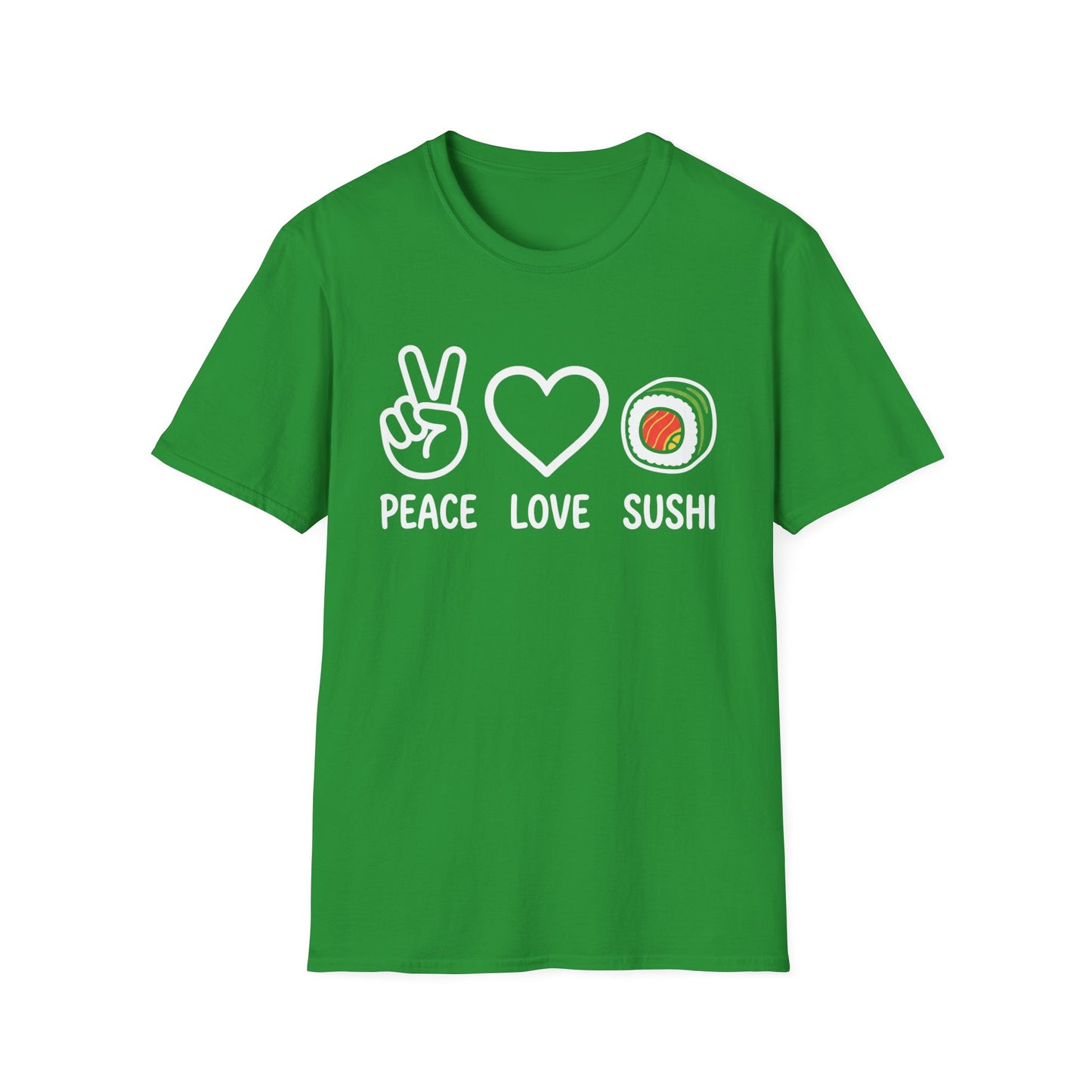 Peace Love Sushi T-Shirt — Cute Sushi Graphic Tee for Foodies