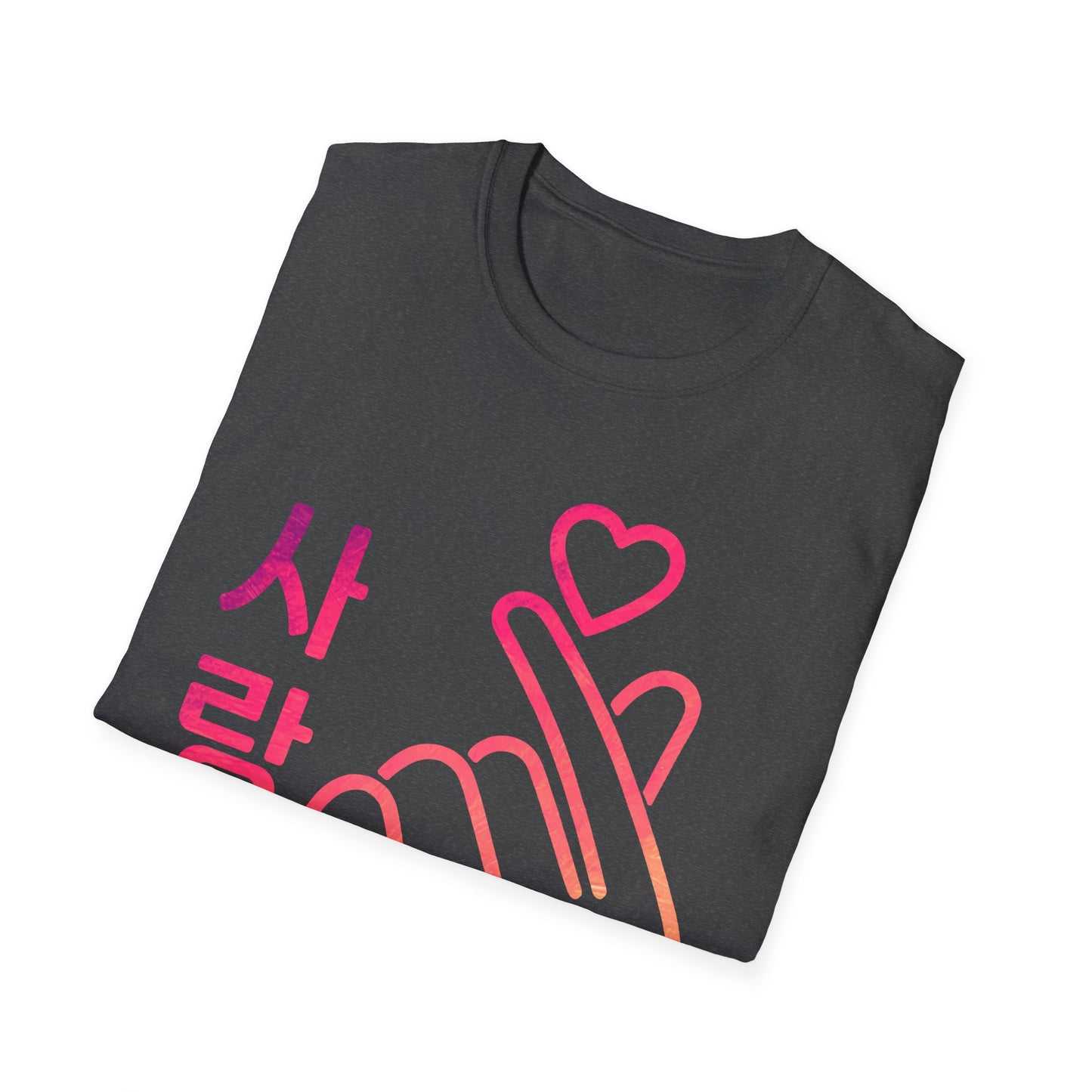 Unisex Softstyle T-Shirt with Heart Hand Design - Perfect for K-Pop Fans, Love Celebrations & Everyday Wear
